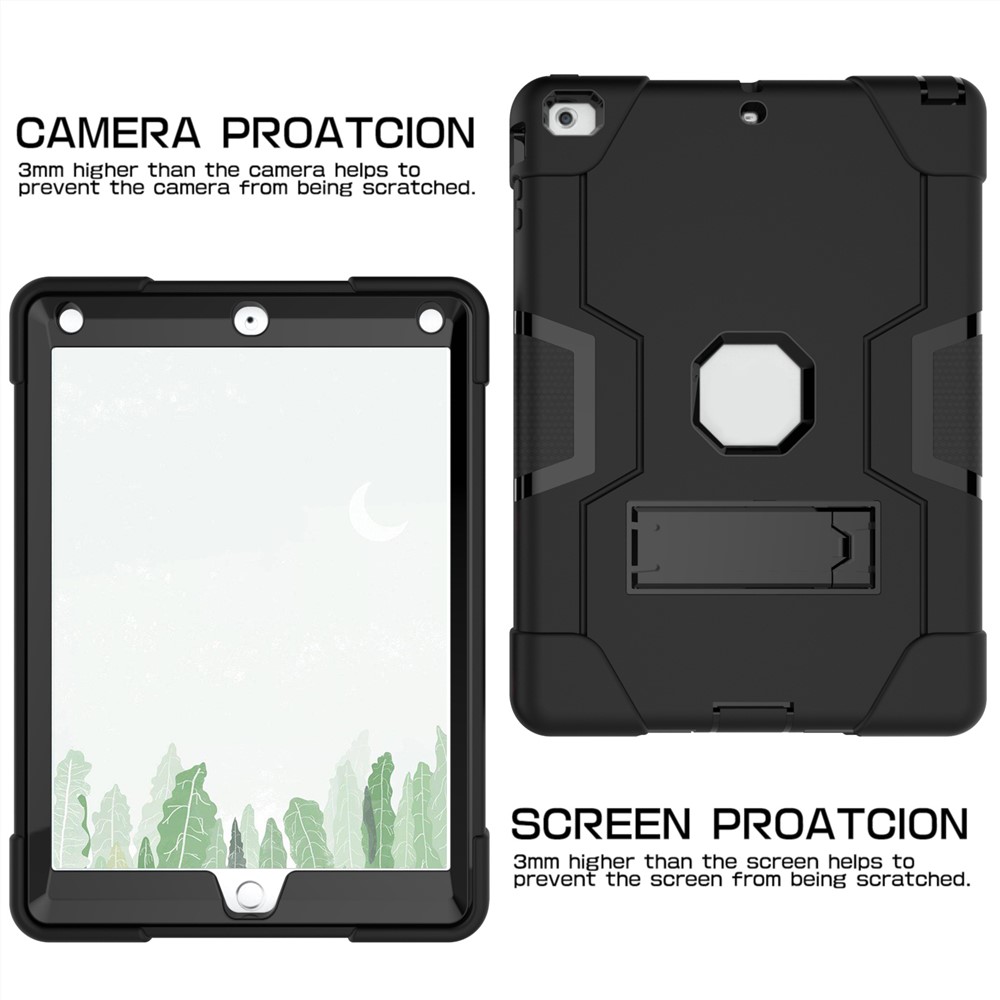Cubierta Híbrida Estupenda De La Cubierta De La Tableta Del Kickstand De La PC + Del Silicón Para El Aire Del Ipad - Negro-2