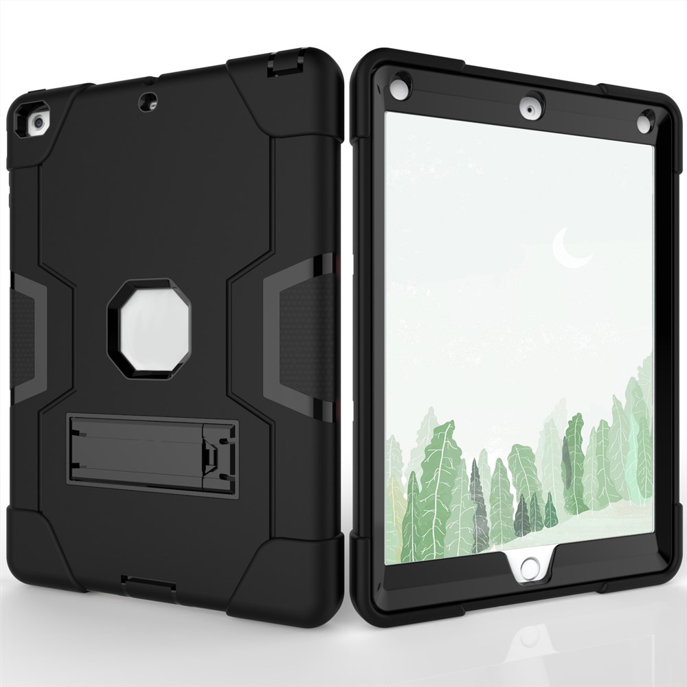 Cubierta Híbrida Estupenda De La Cubierta De La Tableta Del Kickstand De La PC + Del Silicón Para El Aire Del Ipad - Negro-3