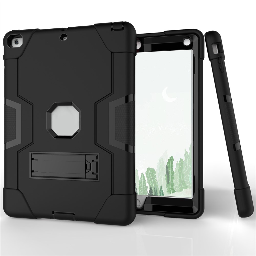 Cubierta Híbrida Estupenda De La Cubierta De La Tableta Del Kickstand De La PC + Del Silicón Para El Aire Del Ipad - Negro-6