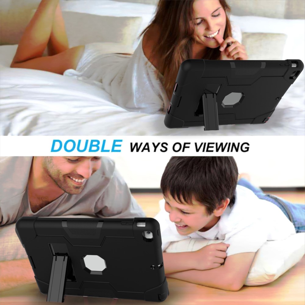 Cubierta Híbrida Estupenda De La Cubierta De La Tableta Del Kickstand De La PC + Del Silicón Para El Aire Del Ipad - Negro-7