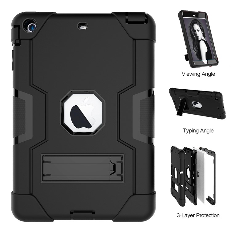 Cool PC + TPU Hybrid Case with Kickstand for iPad Mini 3/2/1 - Black-2