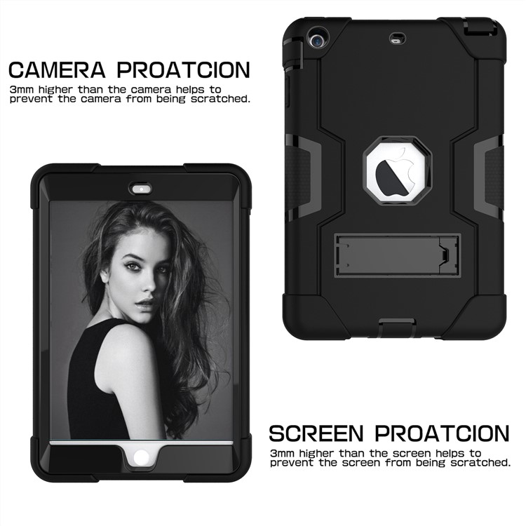 Cool PC + TPU Hybrid Case with Kickstand for iPad Mini 3/2/1 - Black-3