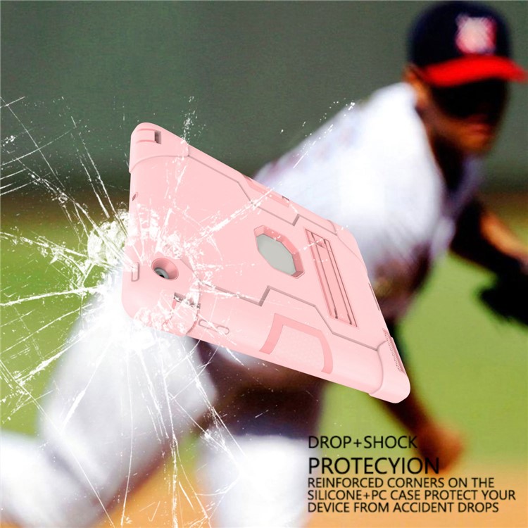 Cool PC + Silicone Hybrid Kickstand Tablet Protection Cover for iPad 4/3/2 - Pink-7