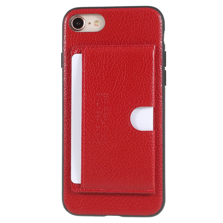 

PU Leather Coated TPU Kickstand Card Slot Case for iPhone 8/7 - Red