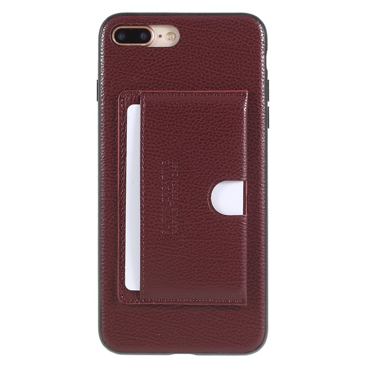 

PU Leather Coated TPU Kickstand Card Holder Shell for iPhone 8 Plus/7 Plus 5.5 inch - Wine Red