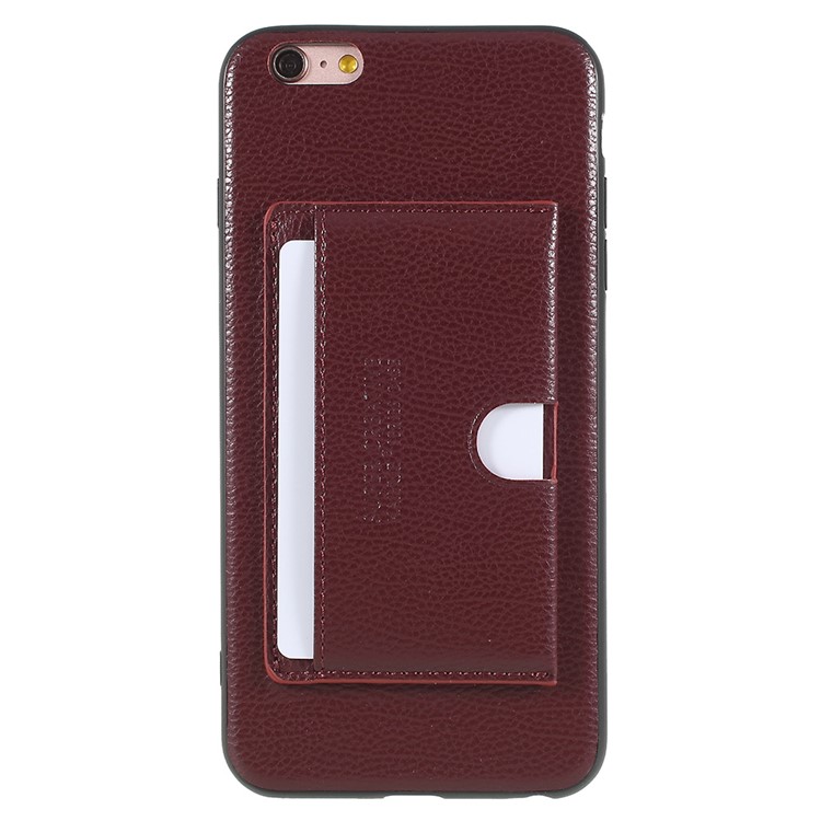 

PU Leather Coated TPU Kickstand Card Holder Cover for iPhone 6s/6 4.7-inch - Wine Red