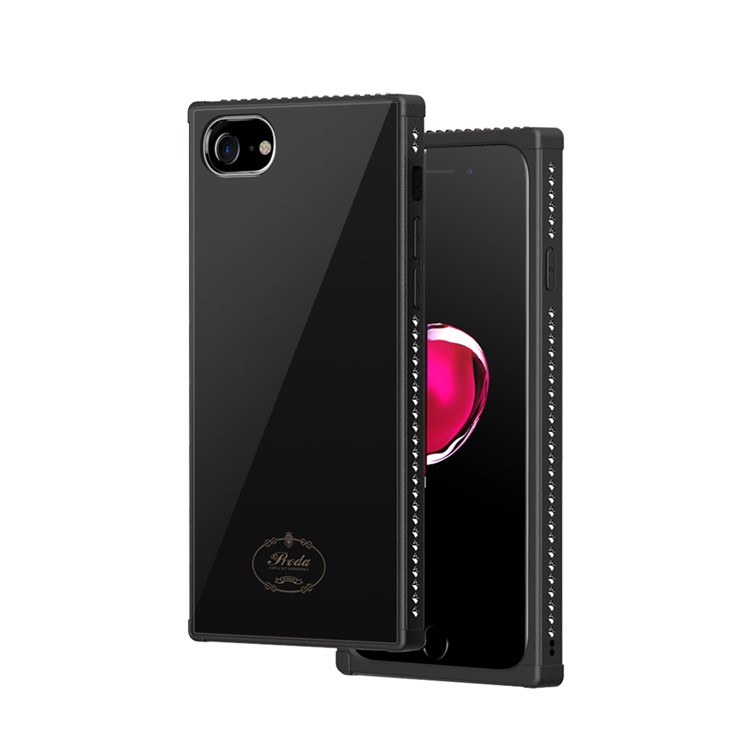 

PRODA Rhinestones Декор Стекла Назад ТПУ ПК Комбо Мобильный Чехол Для Iphone 8 / 7 - Черный