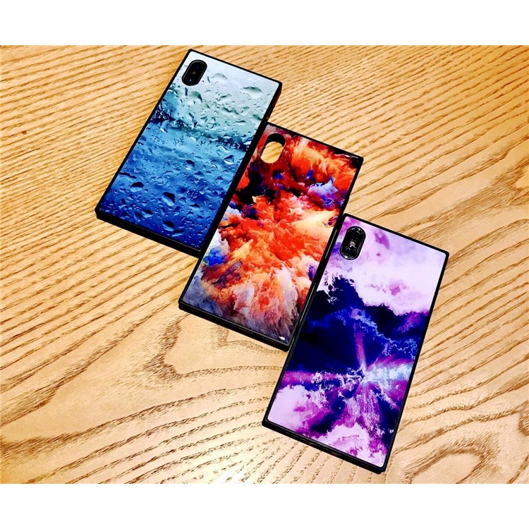 WK Glass Barlie Series Pattern Printing Glass PC TPU Hybrid Case for iPhone X/10 - Colorful Painting-3