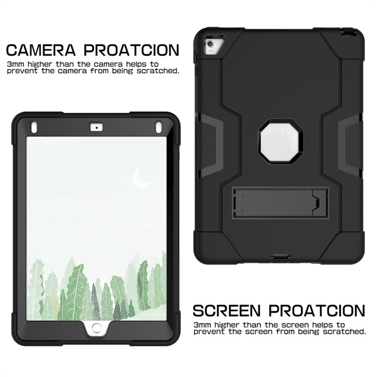 Cubierta De La Cubierta De La Tableta De Kickstand Híbrido PC + Silicone Cool Para Ipad Air 2 - Negro-4