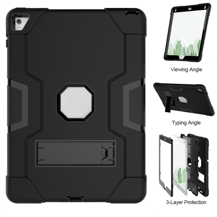Cubierta De La Cubierta De La Tableta De Kickstand Híbrido PC + Silicone Cool Para Ipad Air 2 - Negro-5