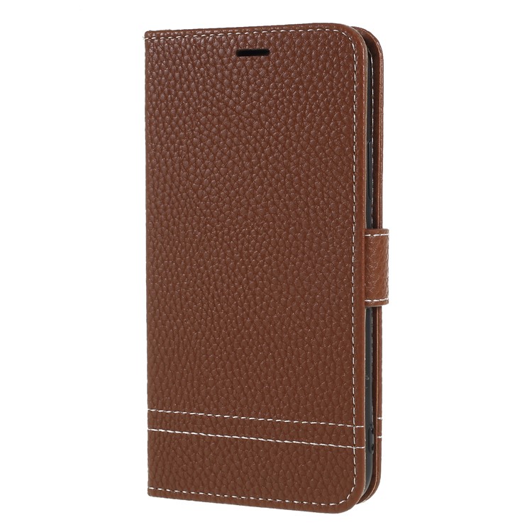 For iPhone X(Ten) Litchi Texture Wallet Leather Flip Phone Protective Case - Brown-3