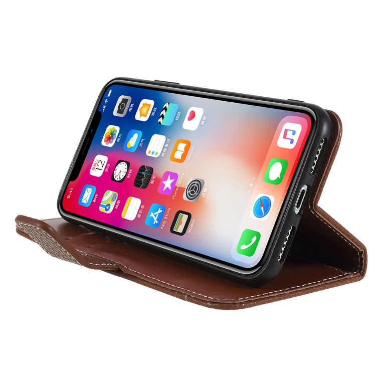 For iPhone X(Ten) Litchi Texture Wallet Leather Flip Phone Protective Case - Brown-4