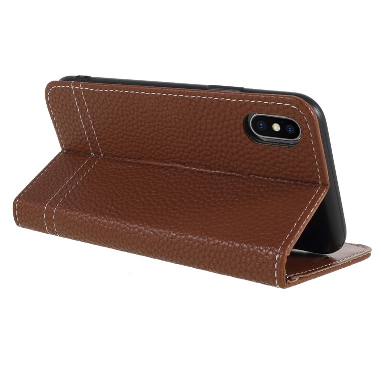 For iPhone X(Ten) Litchi Texture Wallet Leather Flip Phone Protective Case - Brown-5