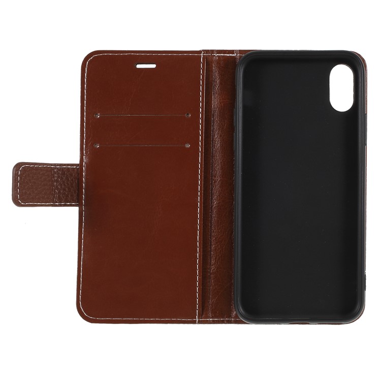 For iPhone X(Ten) Litchi Texture Wallet Leather Flip Phone Protective Case - Brown-7