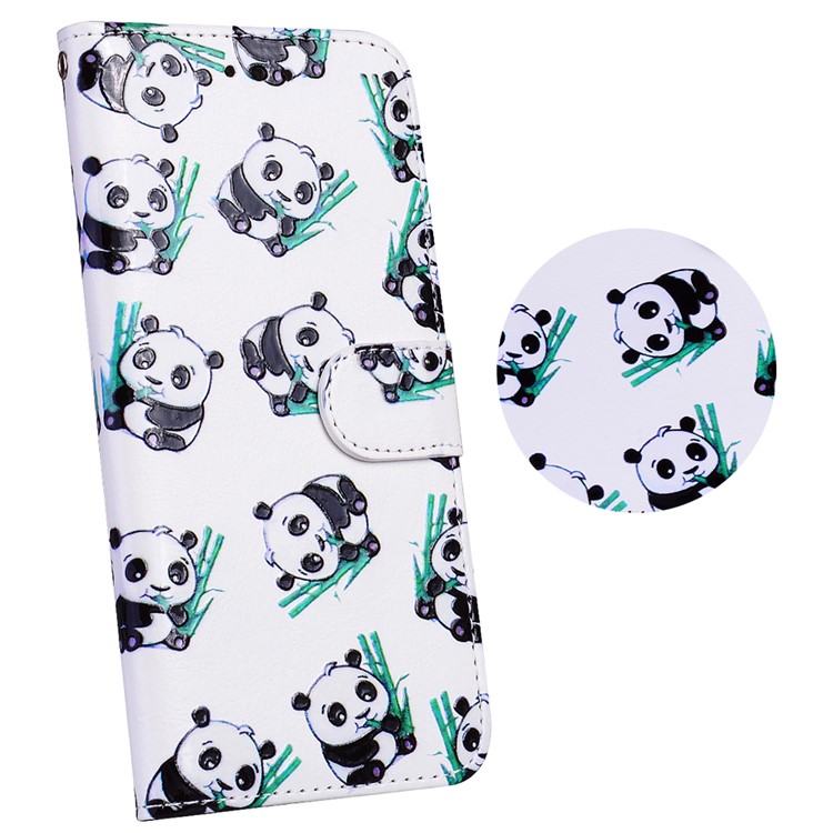 

Embossed Pattern PU Leather Wallet Shell with Stand for iPhone 8 Plus / 7 Plus 5.5 inch - Lovely Pandas