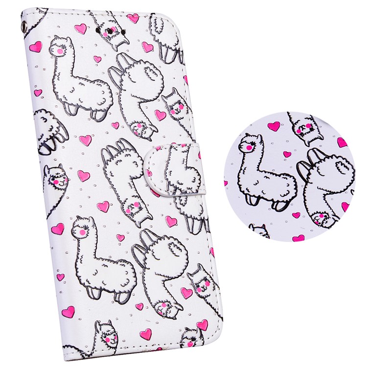 

Embossed Pattern PU Leather Stand Wallet Phone Case for iPhone 8 Plus / 7 Plus 5.5 inch - Cute Alpacas