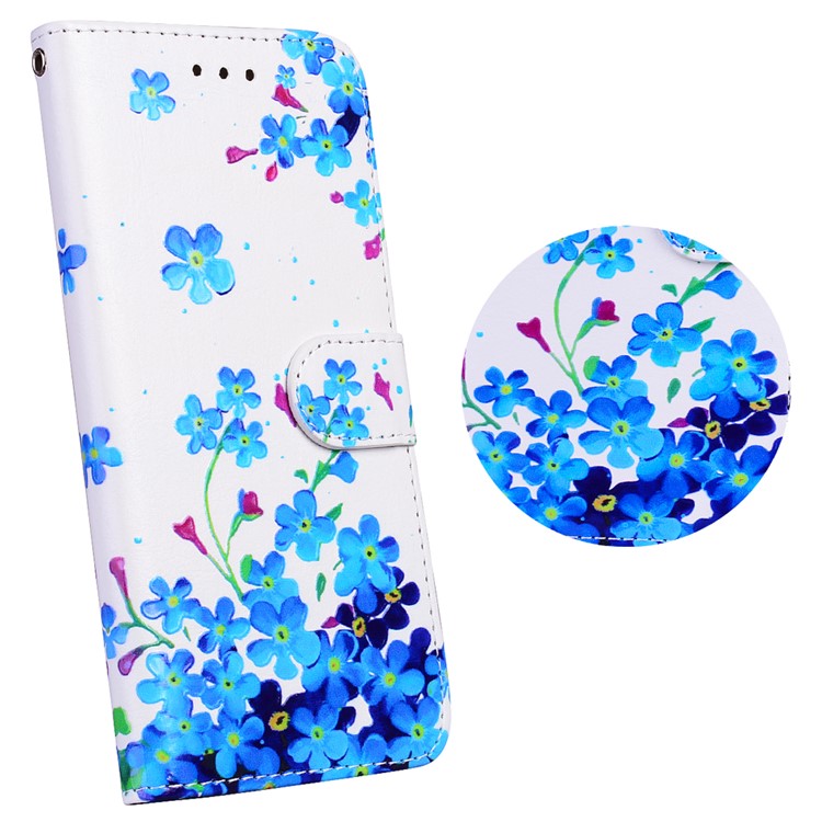 

Embossment Pattern PU Leather Wallet Mobile Phone Cover for iPhone 8 Plus / 7 Plus 5.5 inch - Blue Flowers