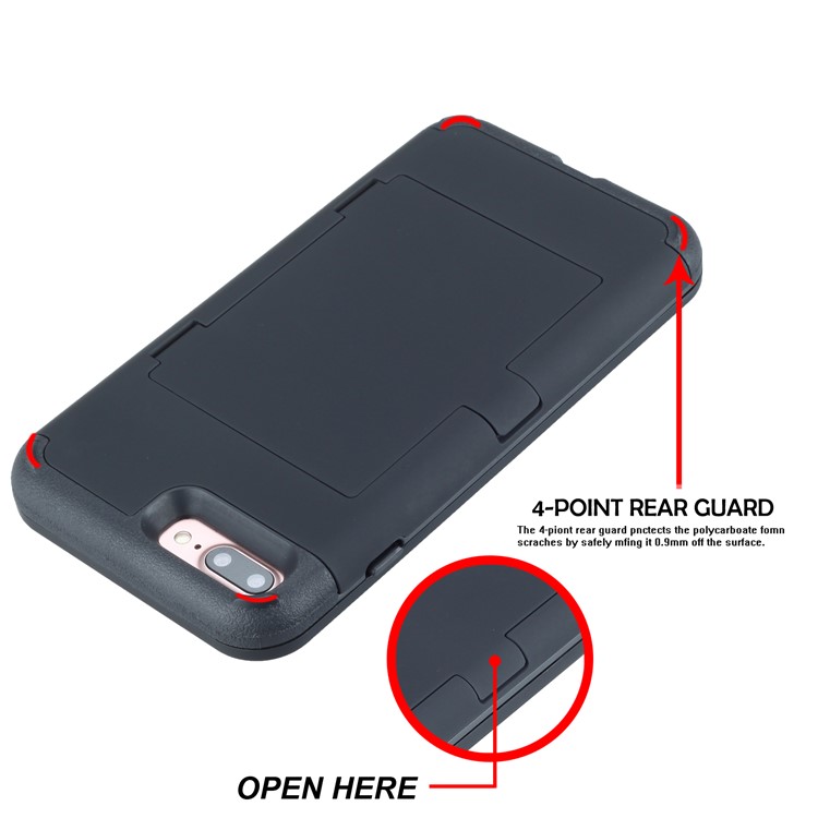 Shockproof PC+TPU Card Holder Case with Mirror for iPhone 8 Plus/7 Plus - Black-11