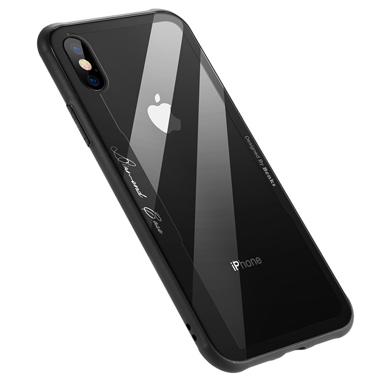 

BENKS Закаленное Стекло + Drop-proof TPU Гибридный Задний Чехол Для Iphone X - Темно-серый, iPhone X