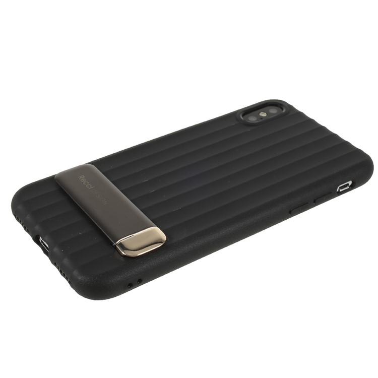 RECCI Duke Series TPU Protective Phone Case with Kickstand for iPhone X - Black-4