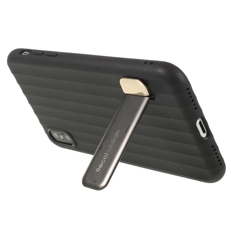 RECCI Duke Series TPU Protective Phone Case with Kickstand for iPhone X - Black-5