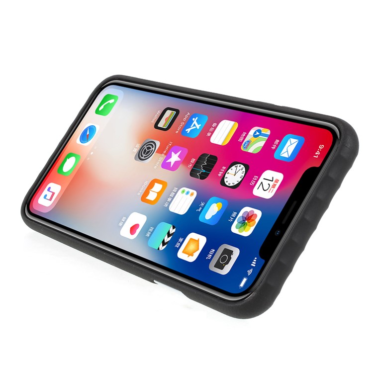 RECCI Duke Series TPU Protective Phone Case with Kickstand for iPhone X - Black-6