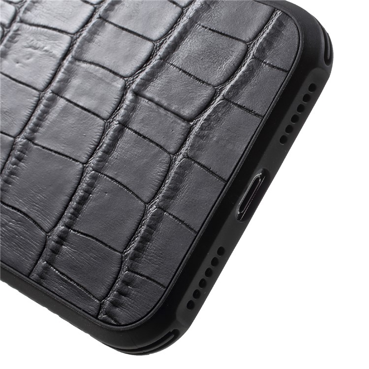 OCUBE Crocodile Texture Genuine Leather Coated PC TPU Hybrid Case for iPhone X - Black-5