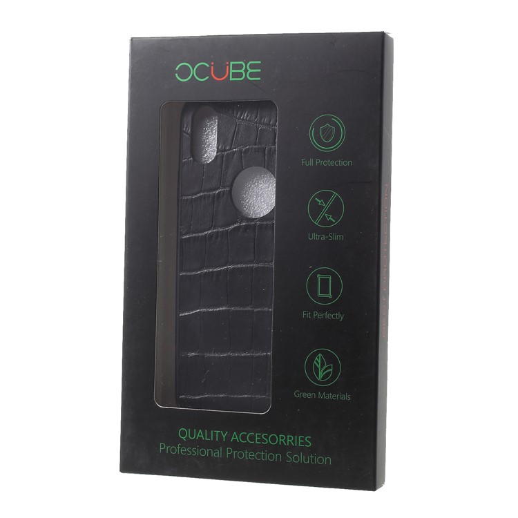 OCUBE Crocodile Texture Genuine Leather Coated PC TPU Hybrid Case for iPhone X - Black-7