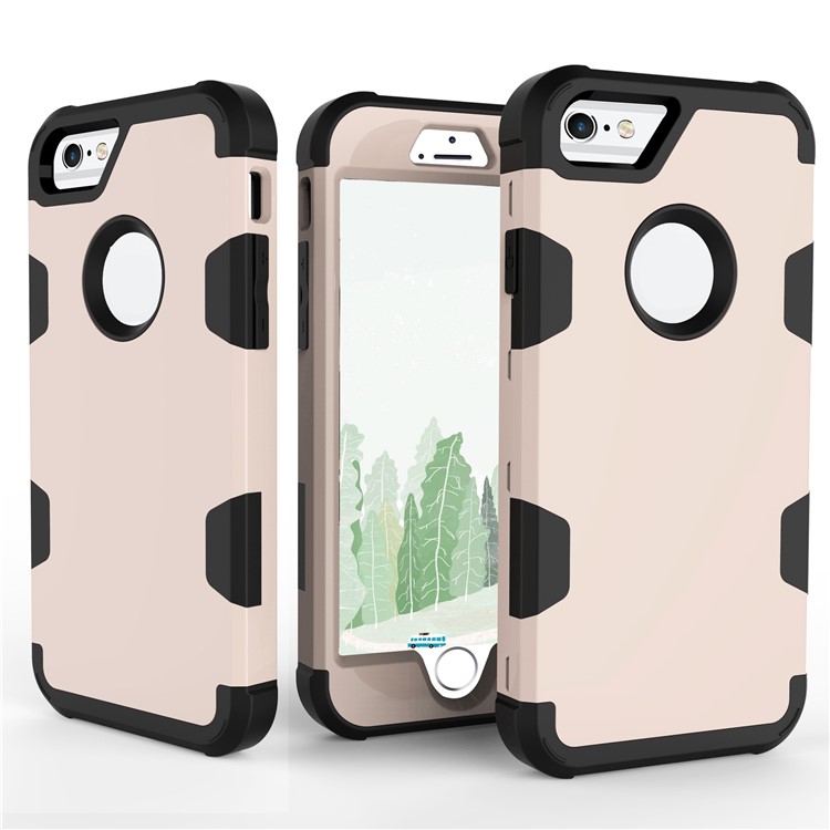 Heavy Duty 3-piece PC + Silicone Shockproof Combo Mobile Casing for iPhone 6s/6 4.7-inch - Black / Gold-1