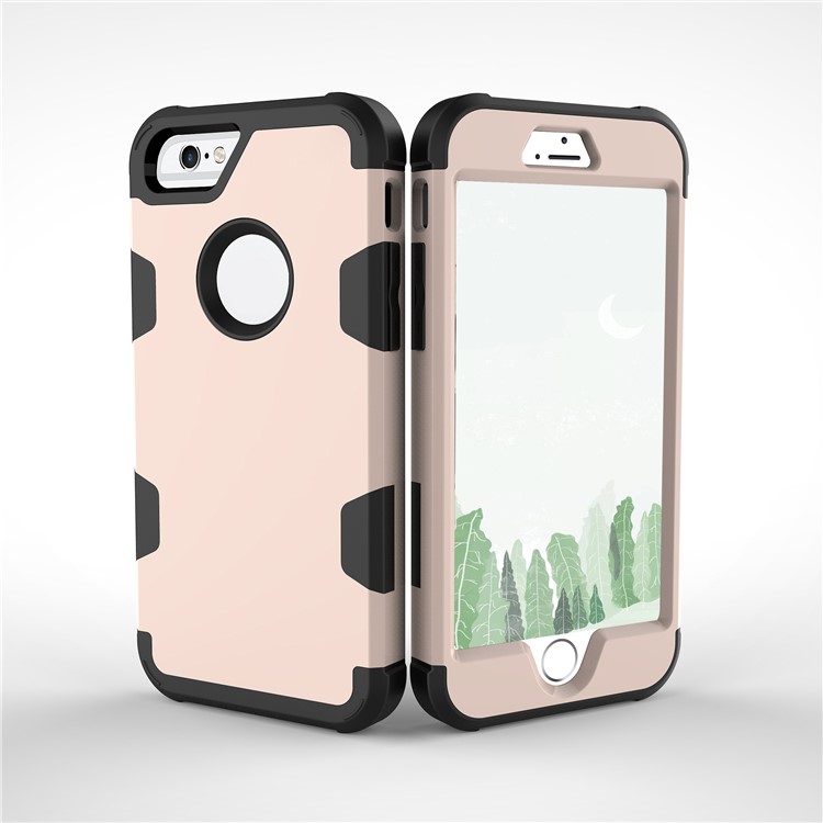 Heavy Duty 3-piece PC + Silicone Shockproof Combo Mobile Casing for iPhone 6s/6 4.7-inch - Black / Gold-3
