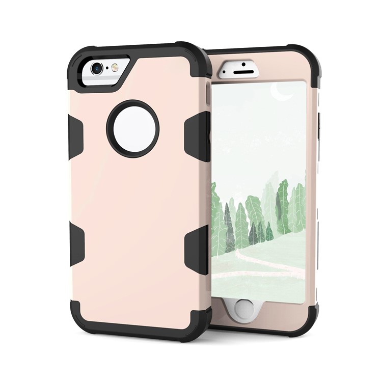 Heavy Duty 3-piece PC + Silicone Shockproof Combo Mobile Casing for iPhone 6s/6 4.7-inch - Black / Gold-4