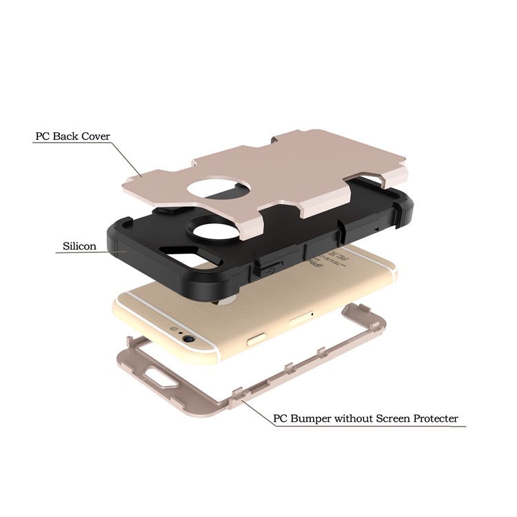 Heavy Duty 3-piece PC + Silicone Shockproof Combo Mobile Casing for iPhone 6s/6 4.7-inch - Black / Gold-5