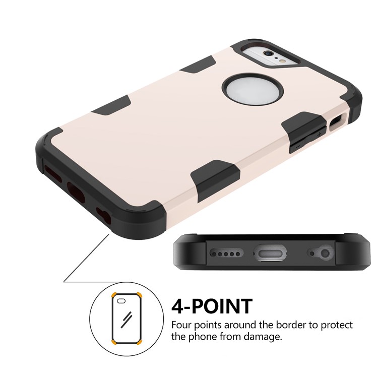 Heavy Duty 3-piece PC + Silicone Shockproof Combo Mobile Casing for iPhone 6s/6 4.7-inch - Black / Gold-6