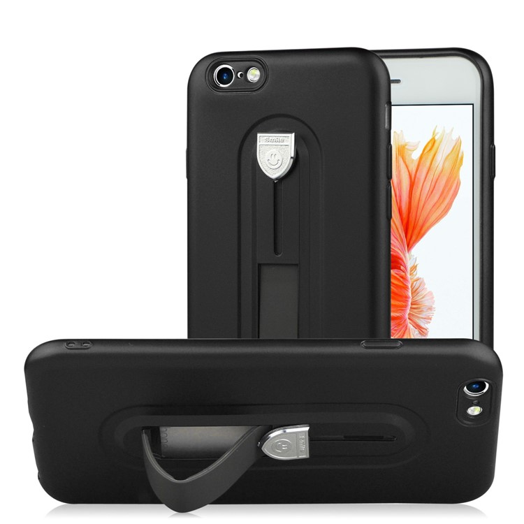

Матовый Корпус Корпуса TPU С Выдвижным Подставкой Для Iphone 6s 6 - Черный