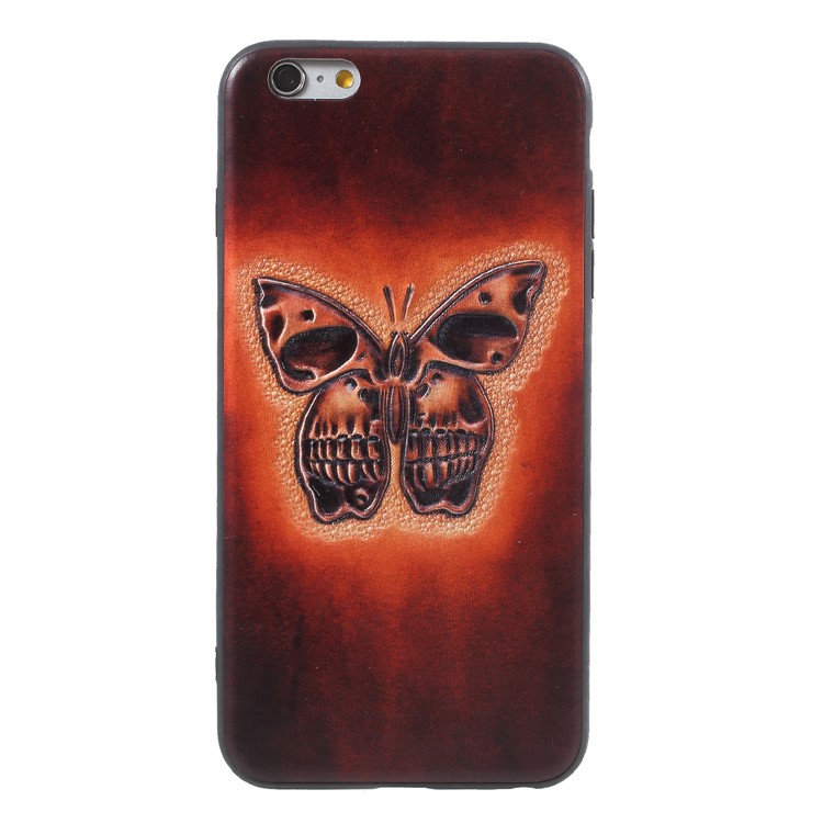 KELOE Imprint Pattern PC + TPU + PU Leather Hybrid Case for iPhone 6s Plus / 6 Plus - Butterfly-1