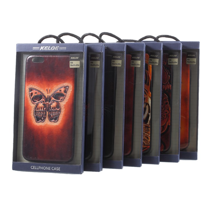 KELOE Imprint Pattern PC + TPU + PU Leather Hybrid Case for iPhone 6s Plus / 6 Plus - Butterfly-8