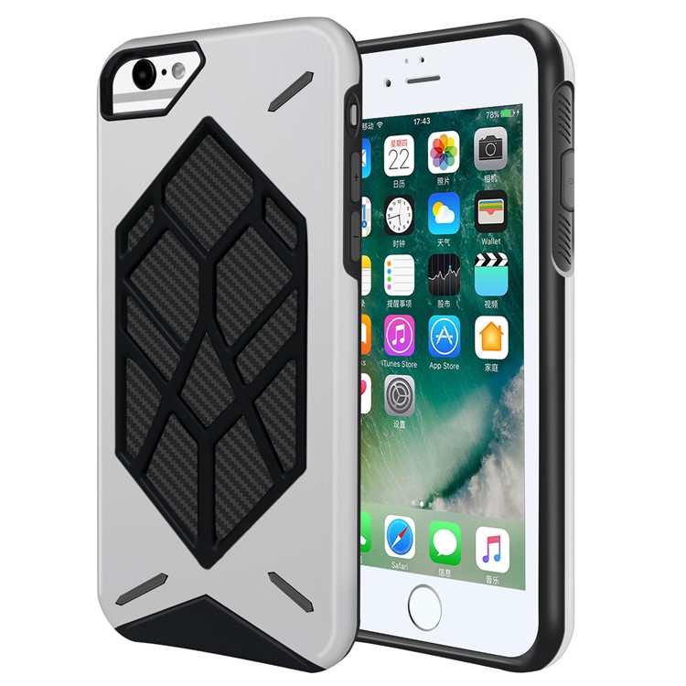 

Геометрическая Фигурная Броня PC + TPU Гибридная Противоударная Крышка Для Iphone 8/7 / 6s / 6 - Серебряный