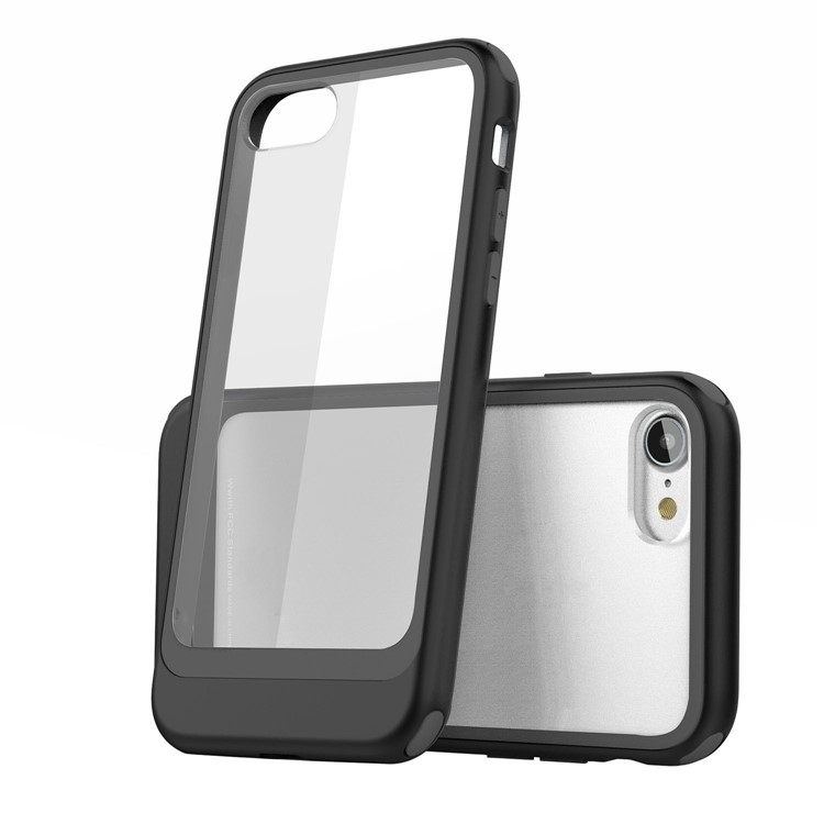Metallic Spray Paint Clear PC + TPU Hybrid Back Case for iPhone 8/7 - Black-1