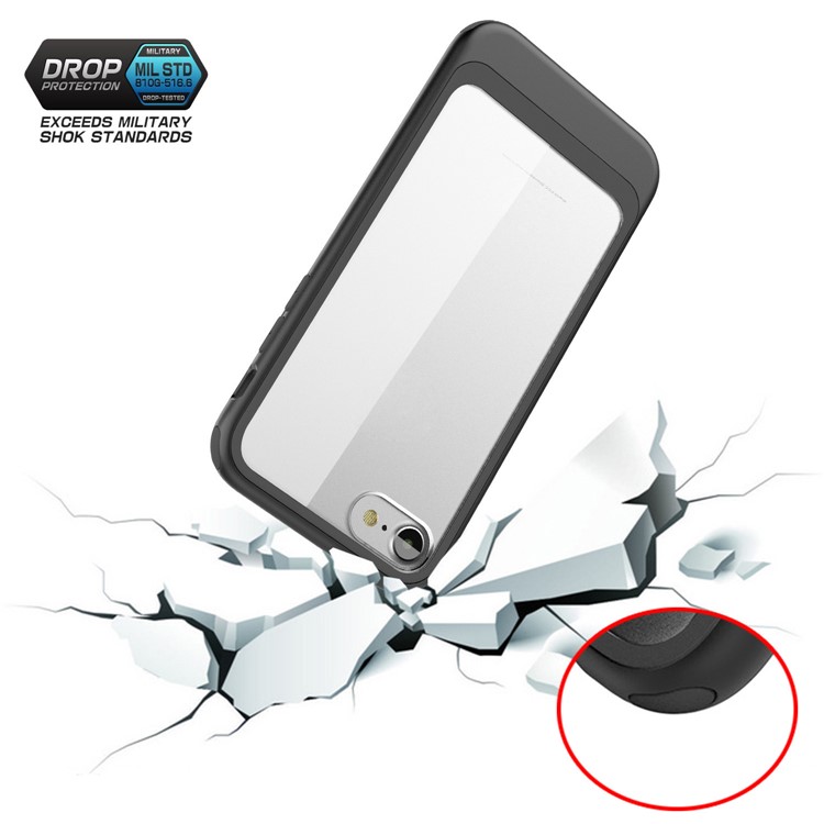 Metallic Spray Paint Clear PC + TPU Hybrid Back Case for iPhone 8/7 - Black-2