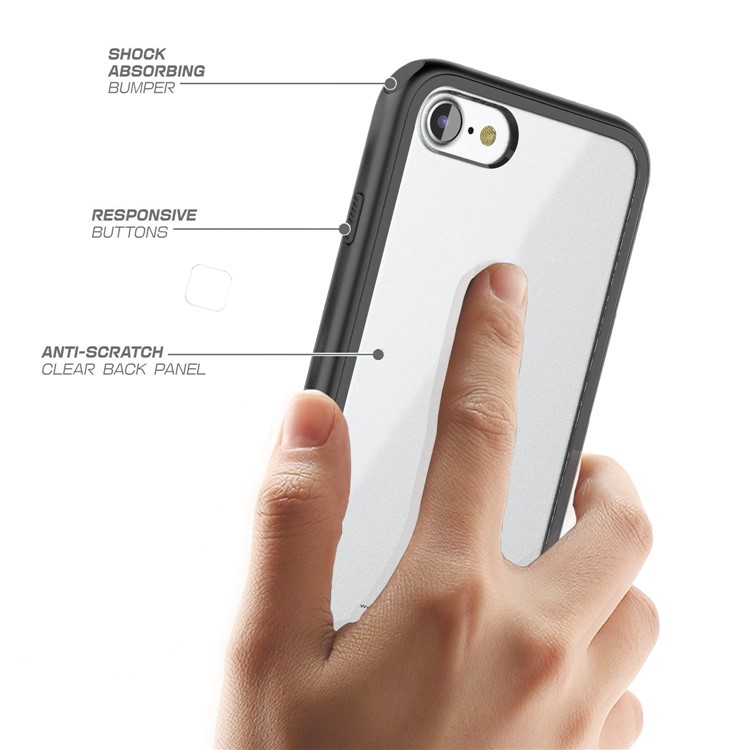 Metallic Spray Paint Clear PC + TPU Hybrid Back Case for iPhone 8/7 - Black-4