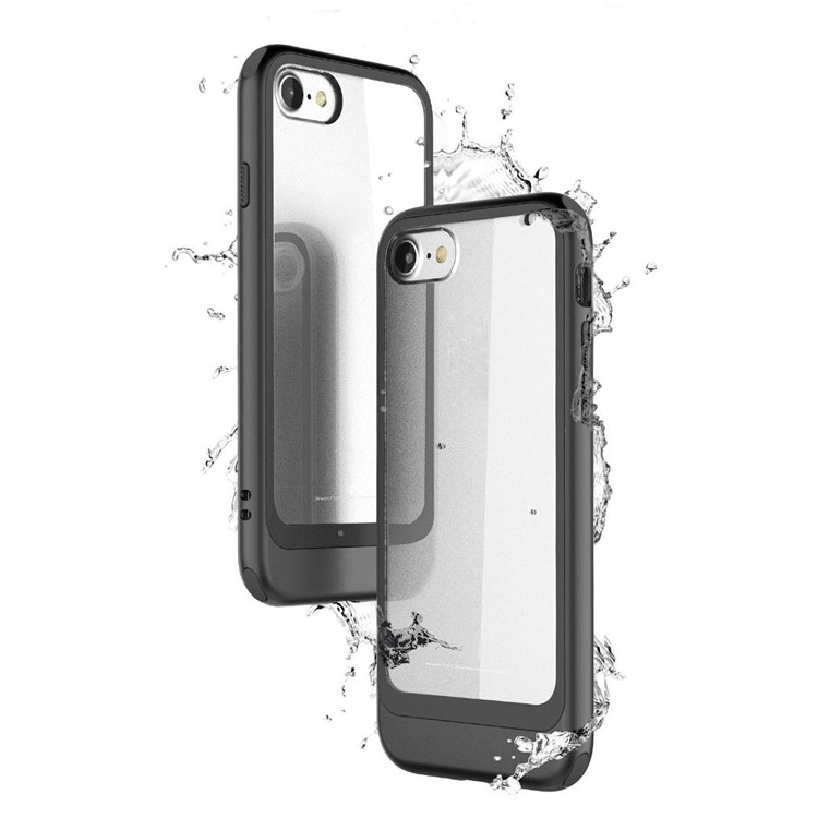 Metallic Spray Paint Clear PC + TPU Hybrid Back Case for iPhone 8/7 - Black-6