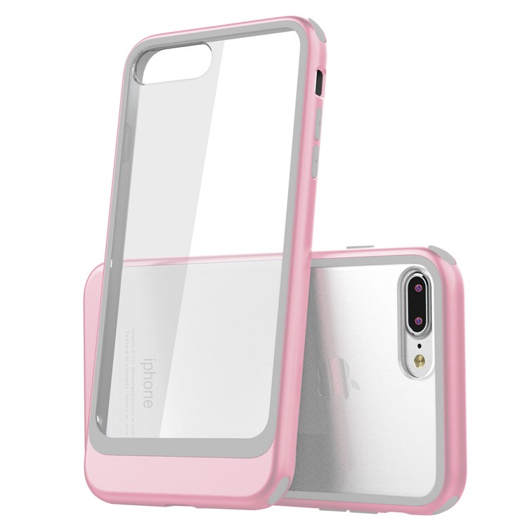 

Metallic Spray Paint Clear PC + TPU Hybrid Cell Phone Case for iPhone 8 Plus / 7 Plus - Pink, iPhone 8 Plus 5.5 inch