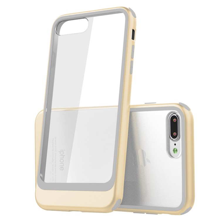 

Metallic Spray Paint Clear PC + TPU Hybrid Shell Cover Case for iPhone 8 Plus / 7 Plus - Gold