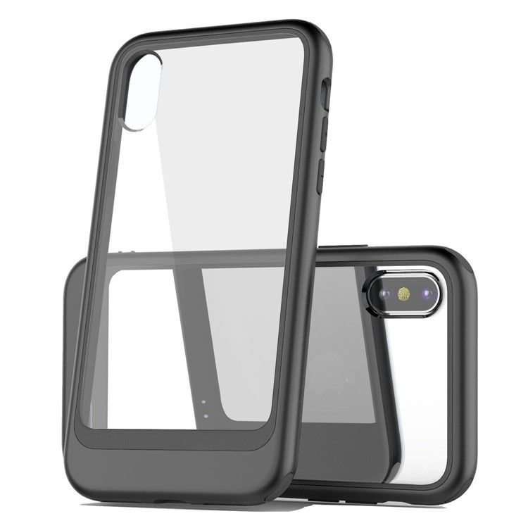 Metallic Spray Paint Clear PC TPU Hybrid Back Case for iPhone X - Black-1