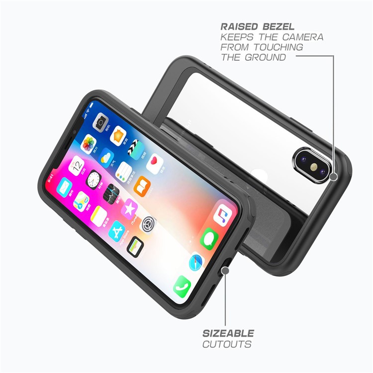 Metallic Spray Paint Clear PC TPU Hybrid Back Case for iPhone X - Black-3