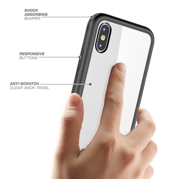 Metallic Spray Paint Clear PC TPU Hybrid Back Case for iPhone X - Black-4