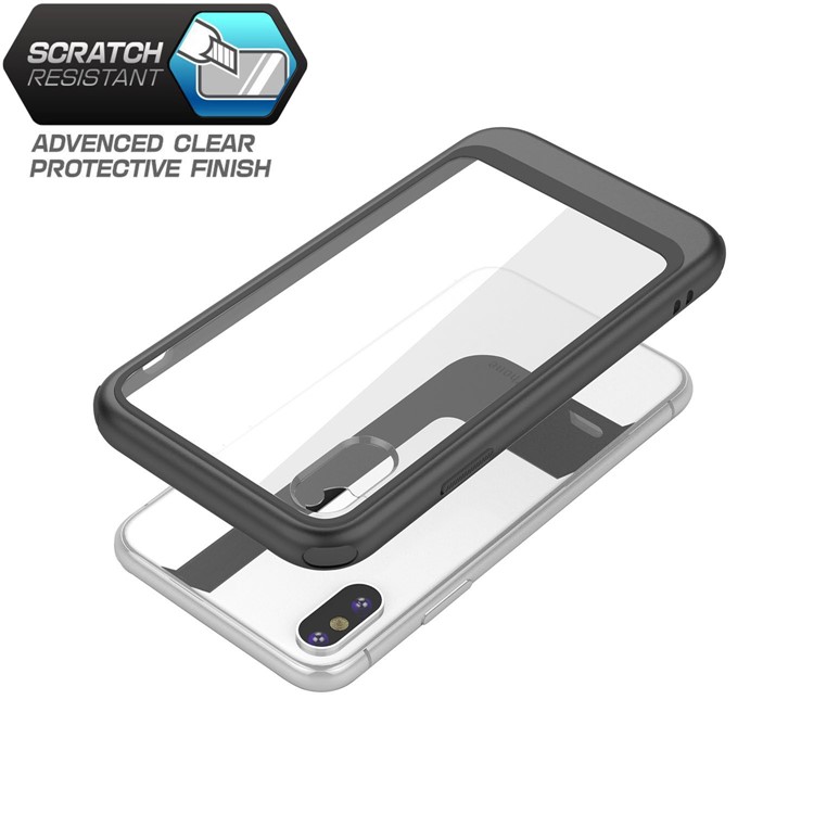 Metallic Spray Paint Clear PC TPU Hybrid Back Case for iPhone X - Black-5