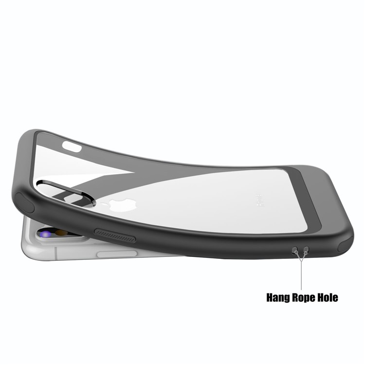 Metallic Spray Paint Clear PC TPU Hybrid Back Case for iPhone X - Black-7