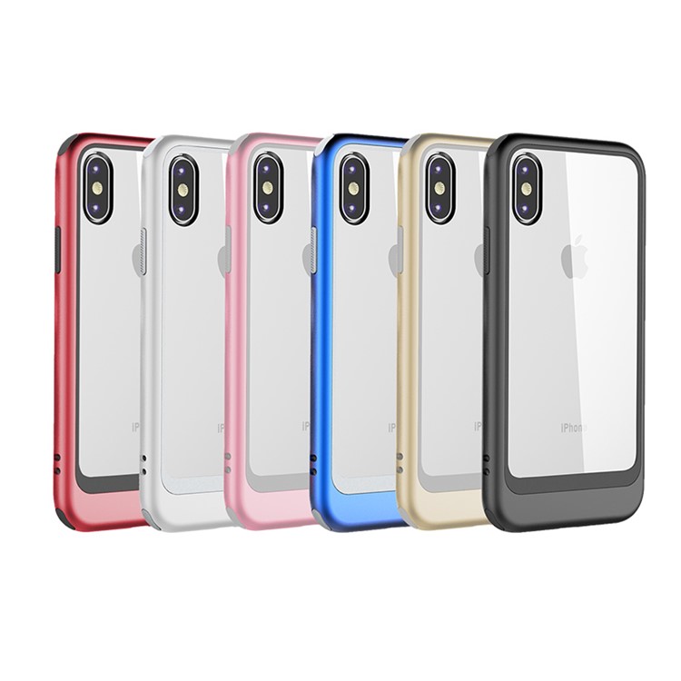 Metallic Spray Paint Clear PC TPU Hybrid Back Case for iPhone X - Black-8