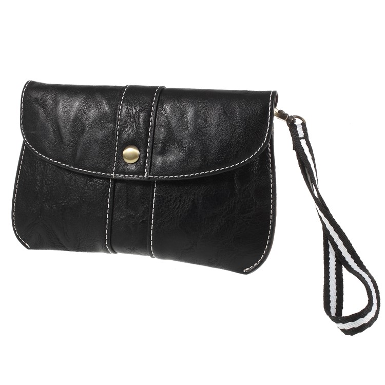 Universal Leather Waist Pouch Bag with Hand Strap for iPhone 8/X - Black-1